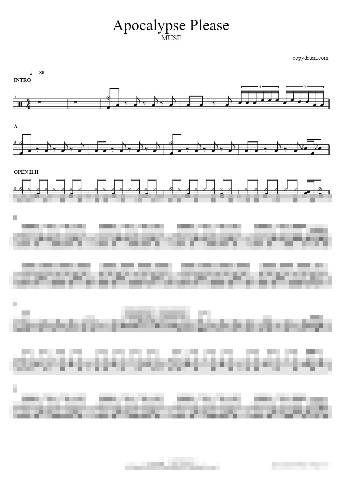 Apocalypse Please Sheet Music Preview