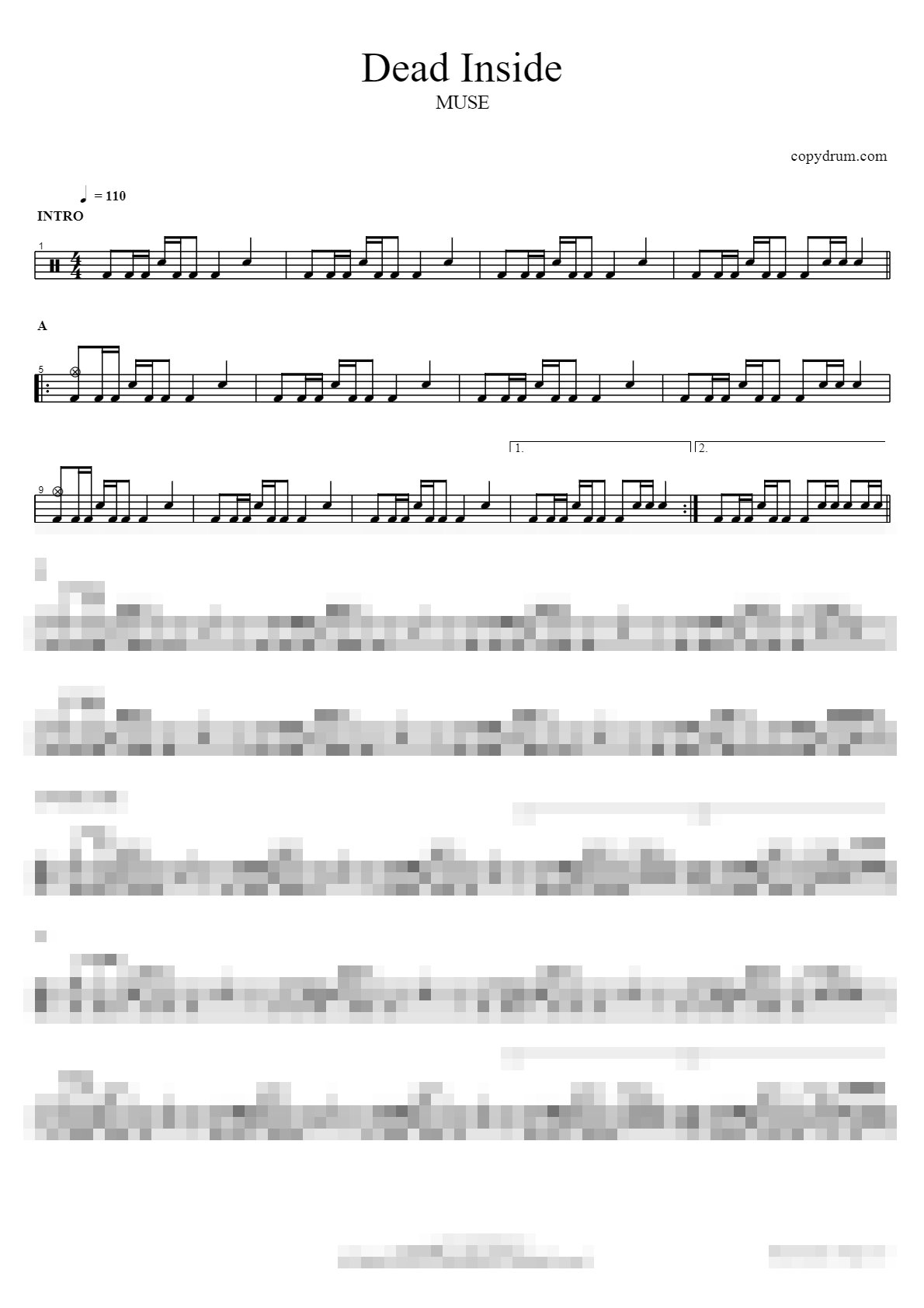 Dead Inside Sheet Music Preview