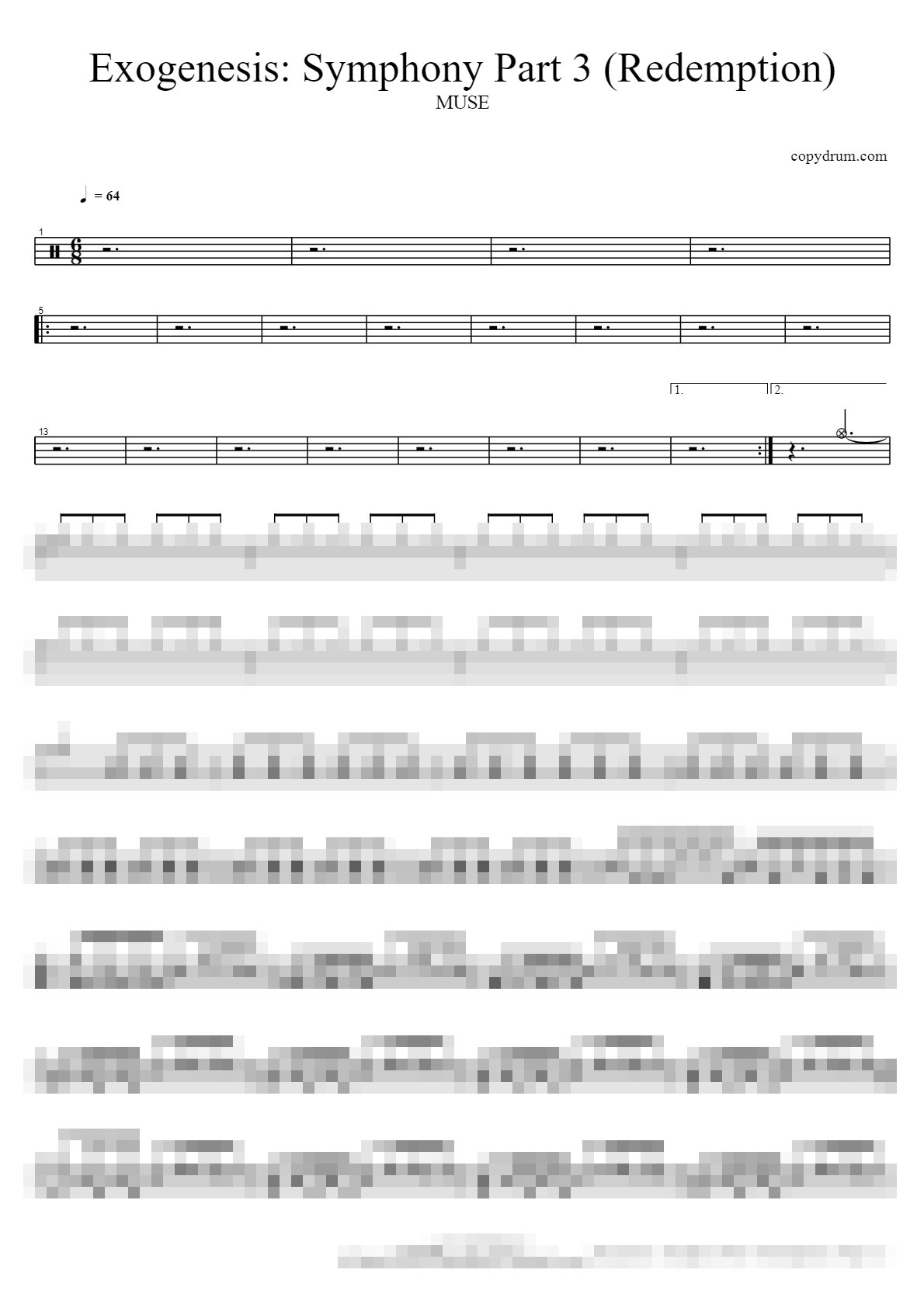 Exogenesis: Symphony Part 3 (Redemption) Sheet Music Preview