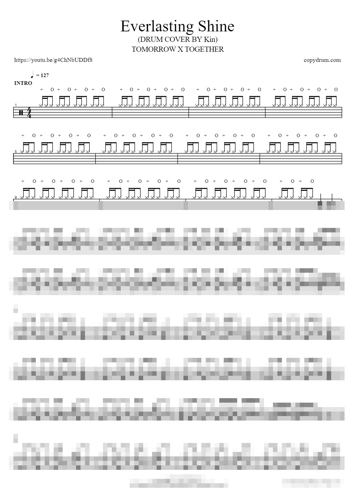 Everlasting Shine (DRUM COVER BY Kin) Sheet Music Preview