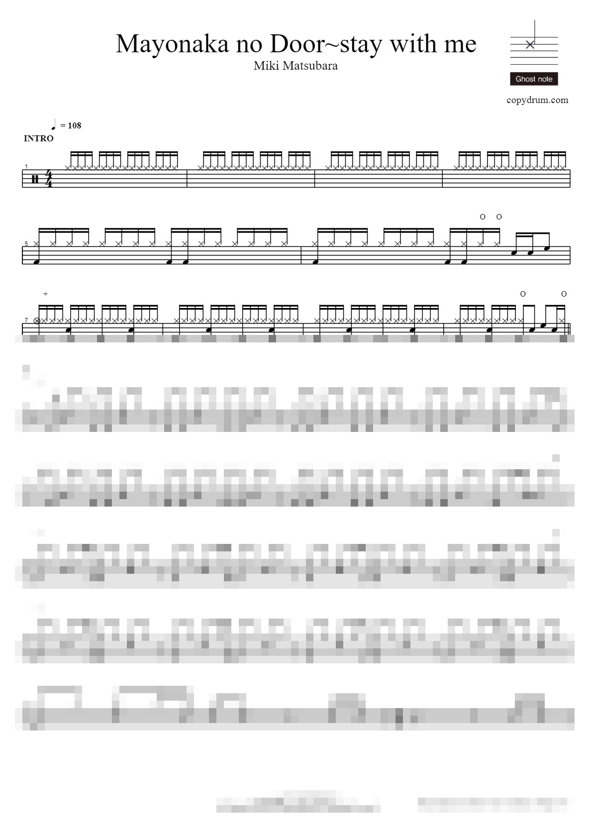 Mayonaka no Door~stay with me Sheet Music Preview