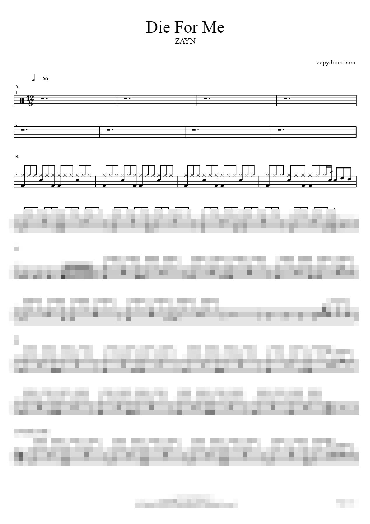 Die For Me Sheet Music Preview