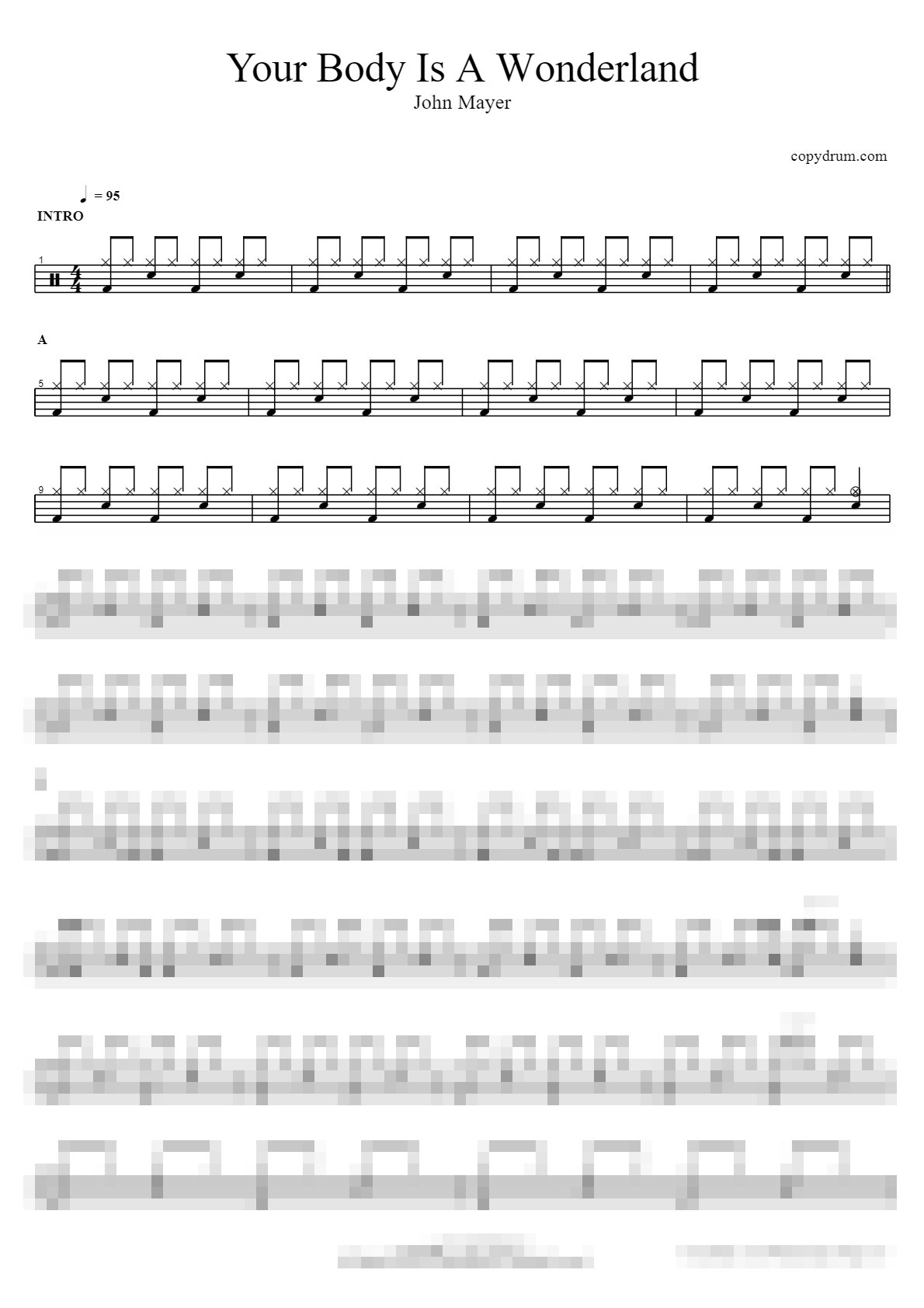 Your Body Is A Wonderland Sheet Music Preview