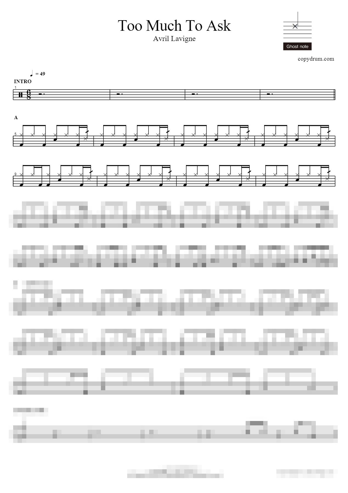 Too Much To Ask Sheet Music Preview