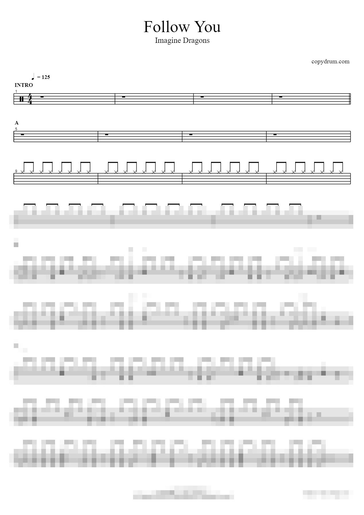 Follow You Sheet Music Preview