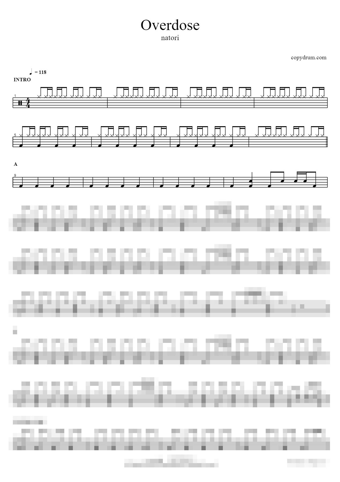 Overdose Sheet Music Preview