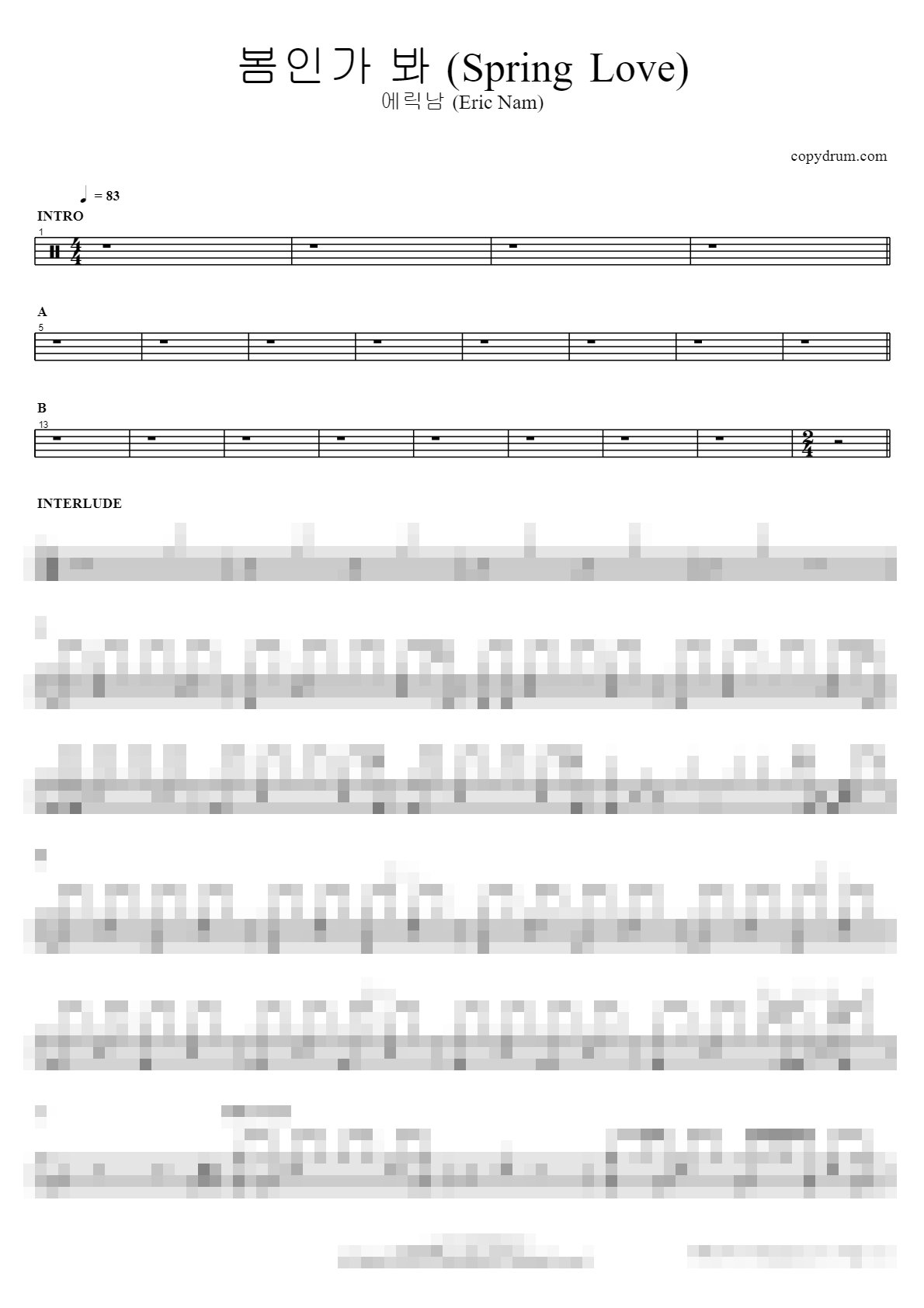 봄인가 봐 (Spring Love) Sheet Music Preview