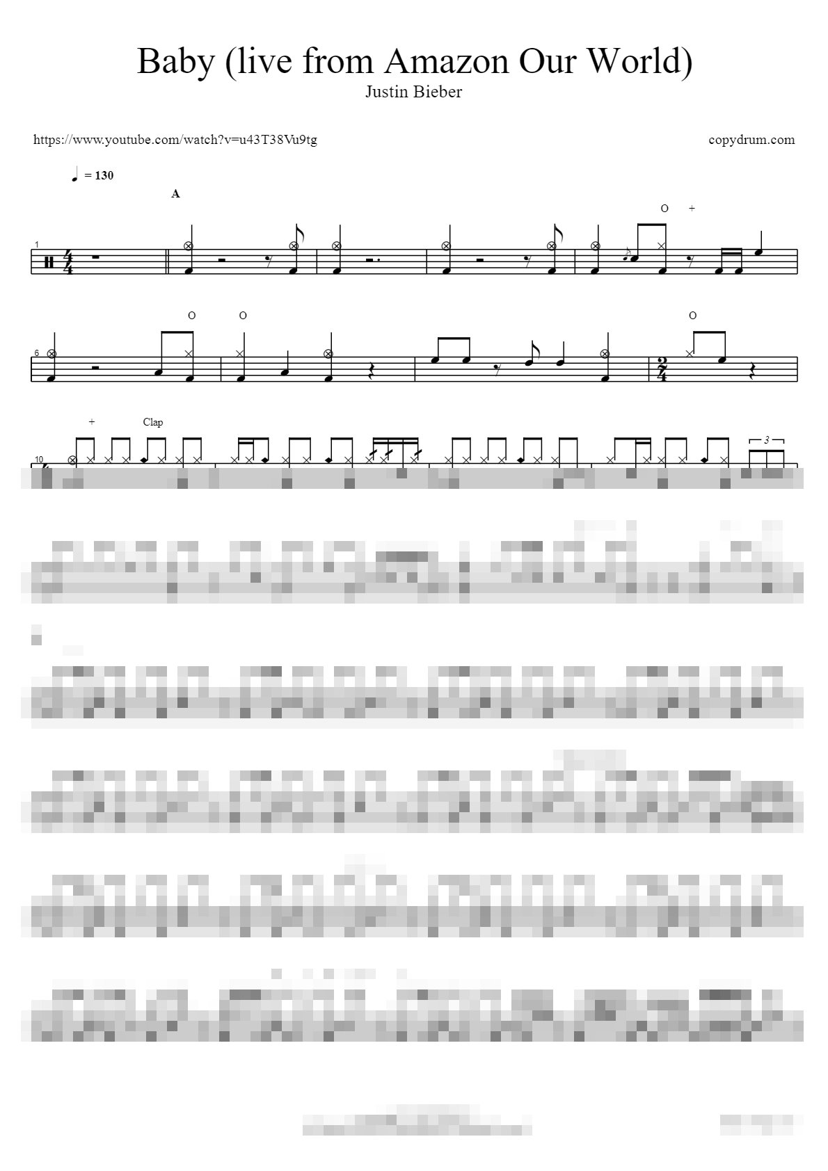 Baby (live from Amazon Our World) Sheet Music Preview