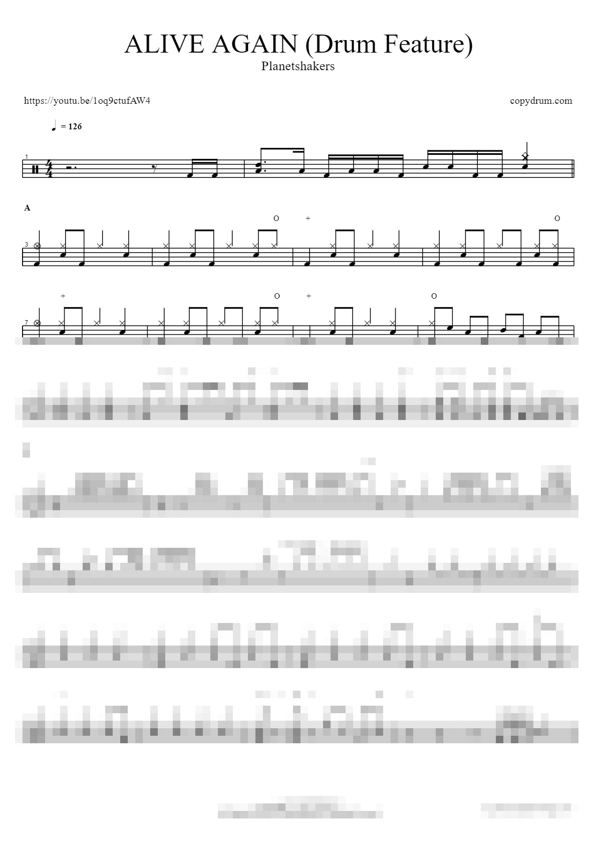 ALIVE AGAIN (Drum Feature) Sheet Music Preview