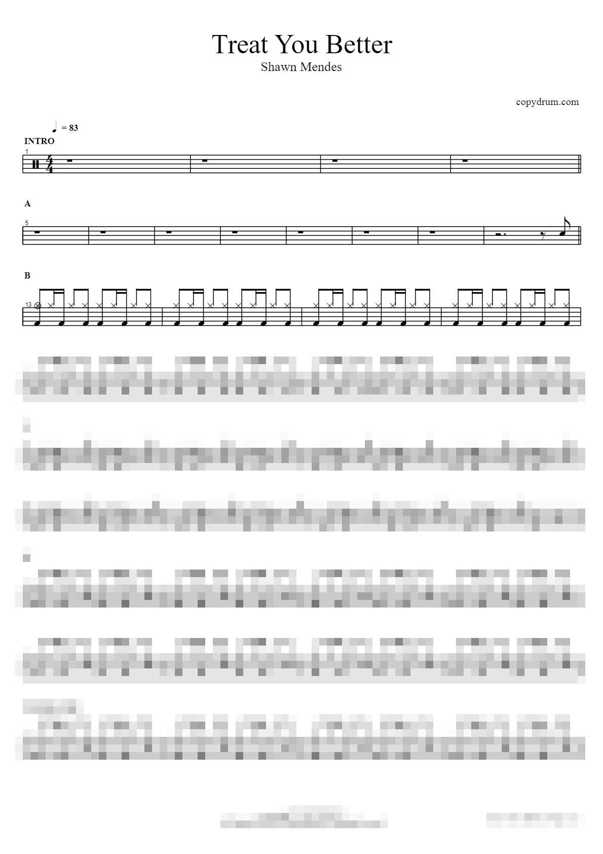 Treat You Better Sheet Music Preview