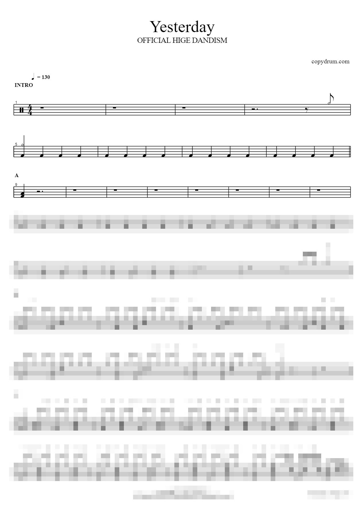 Yesterday Sheet Music Preview