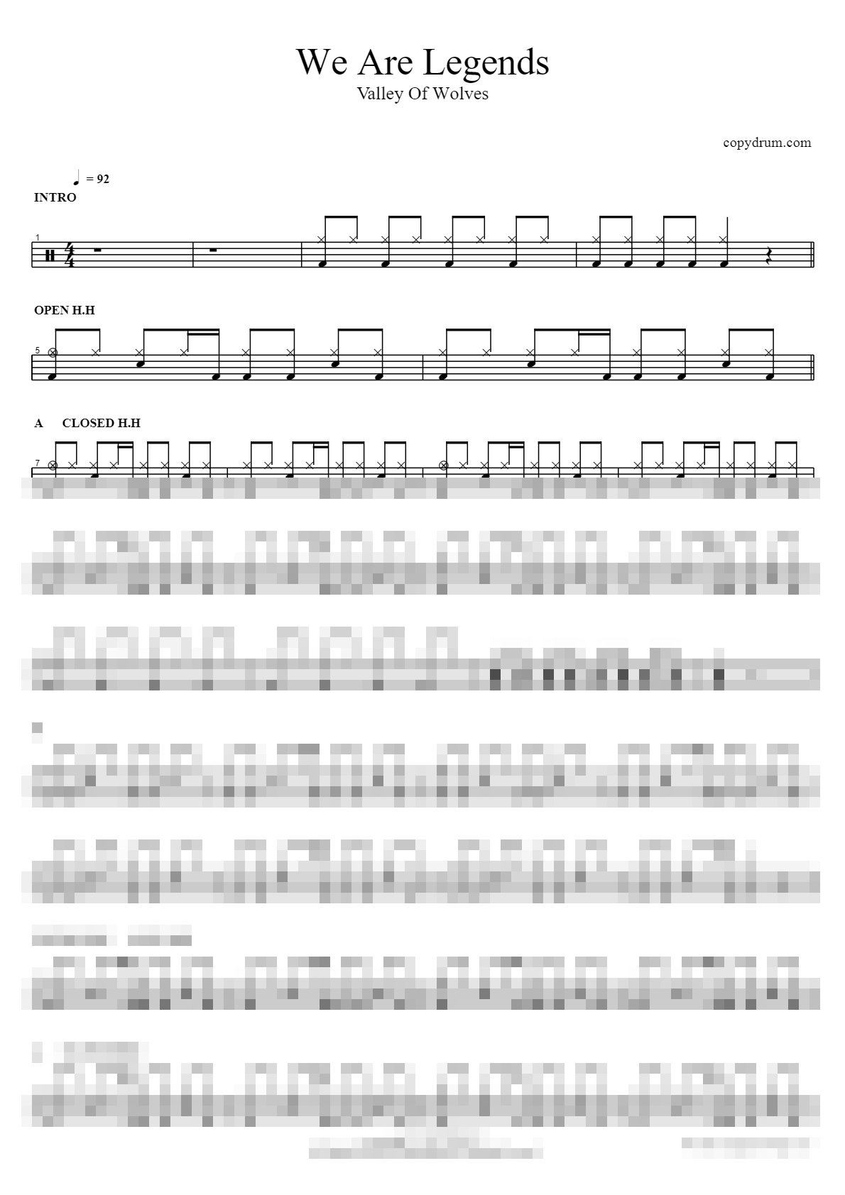 We Are Legends Sheet Music Preview