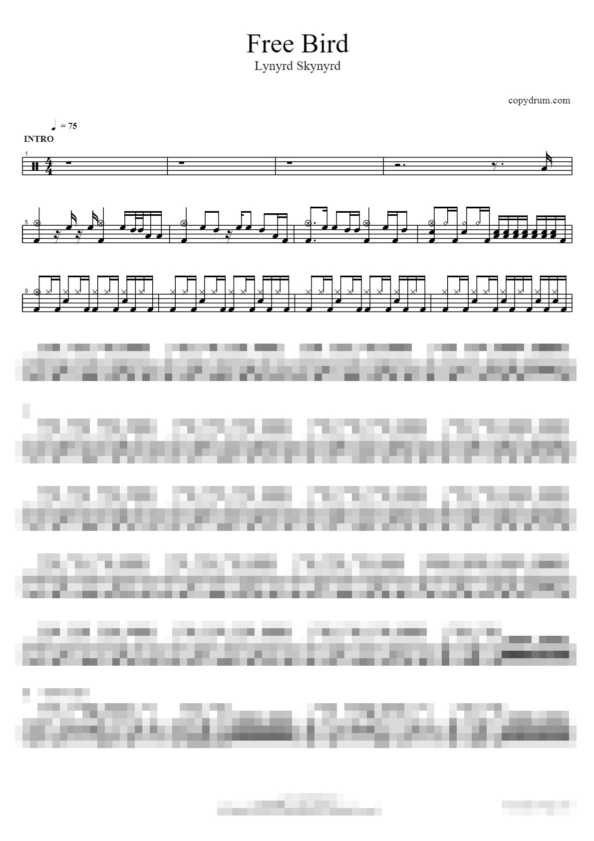Free Bird Sheet Music Preview
