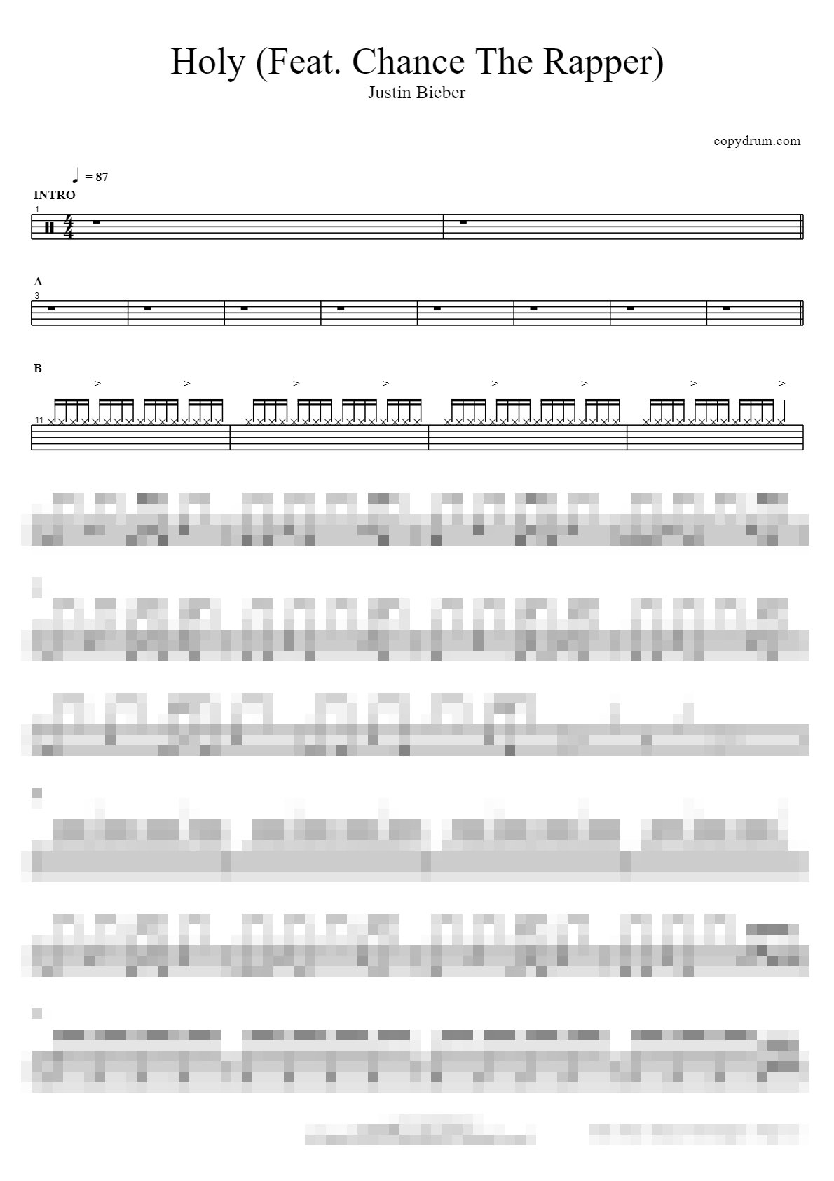 Holy (Feat. Chance The Rapper) Sheet Music Preview