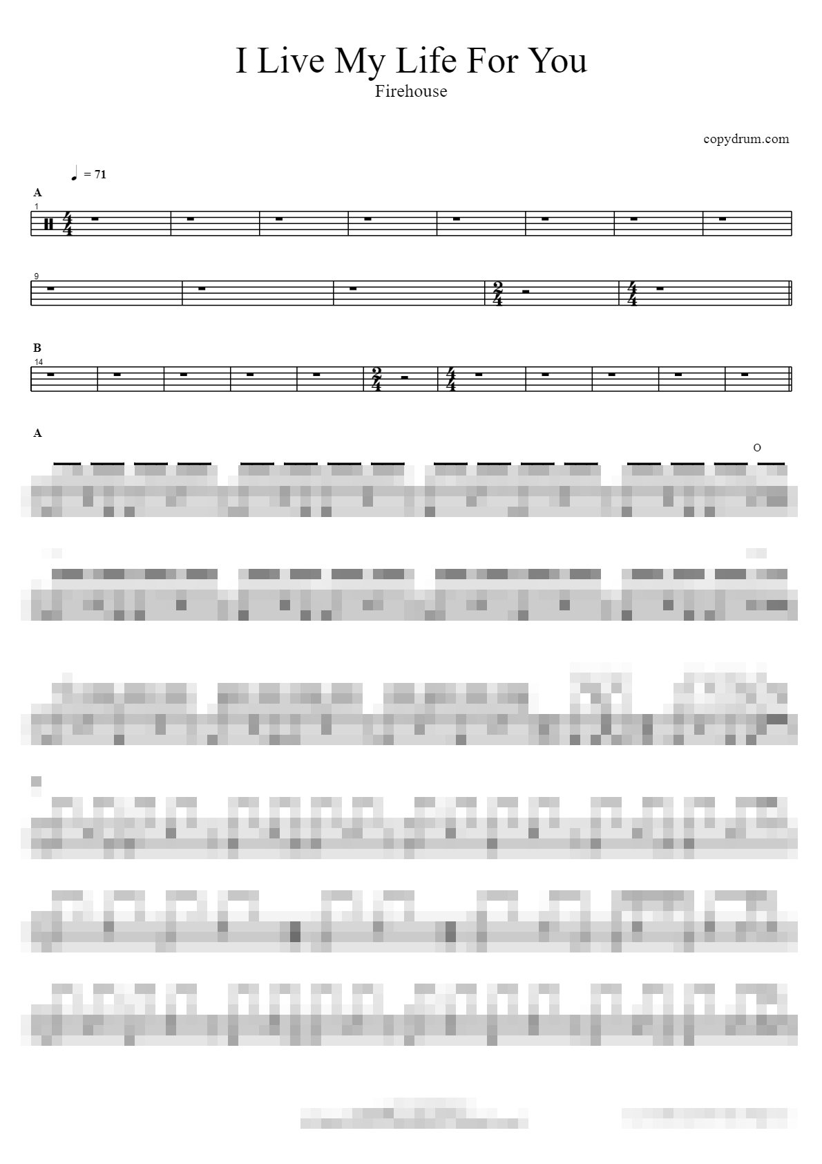 I Live My Life For You Sheet Music Preview