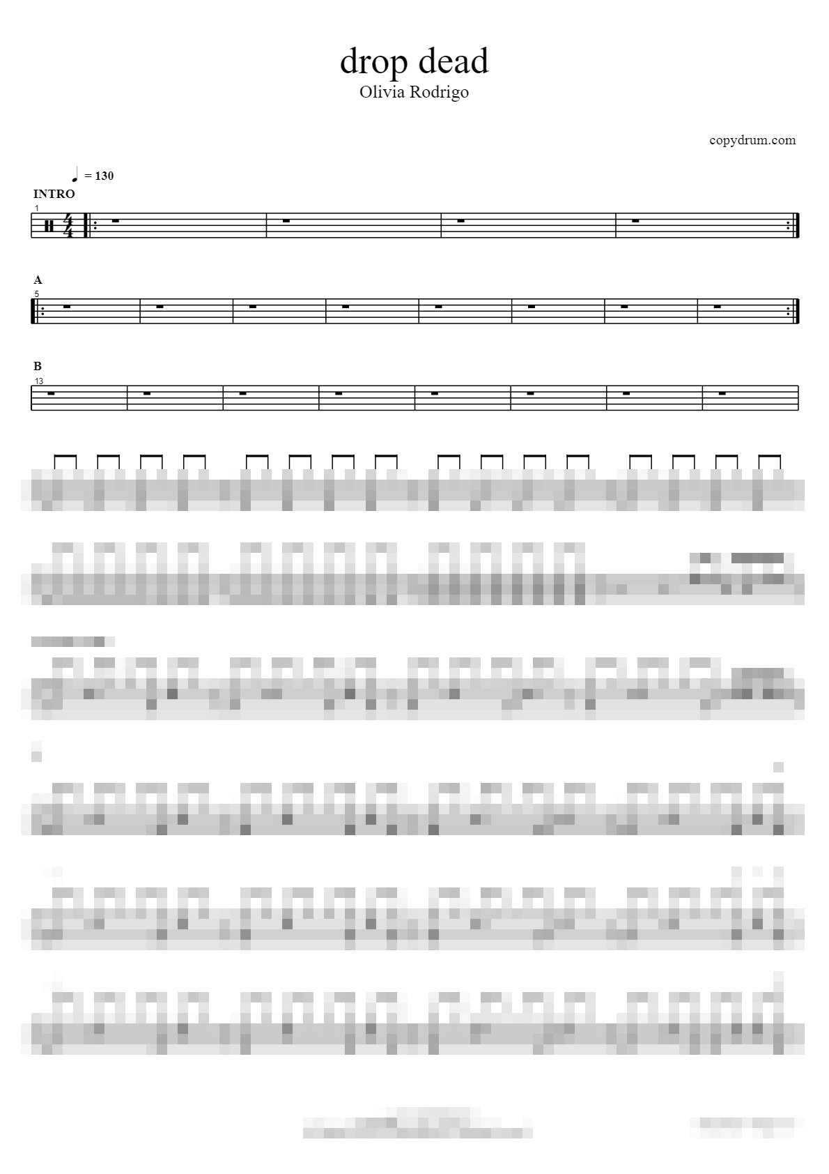 drop dead Sheet Music Preview