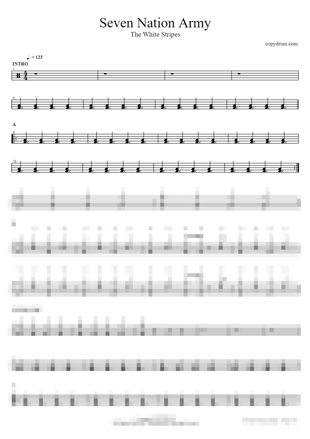 Seven Nation Army Sheet Music Preview