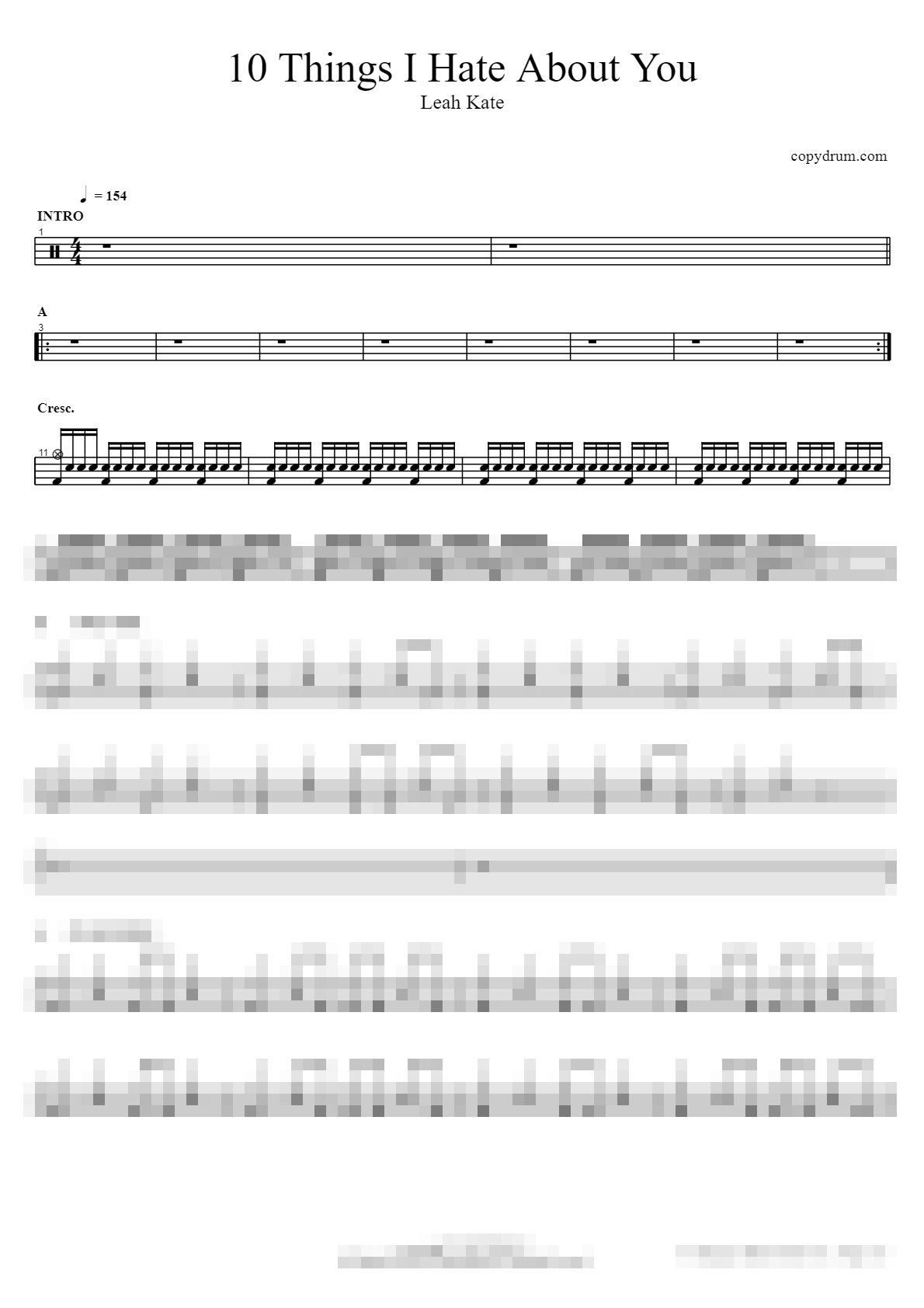 10 Things I Hate About You Sheet Music Preview