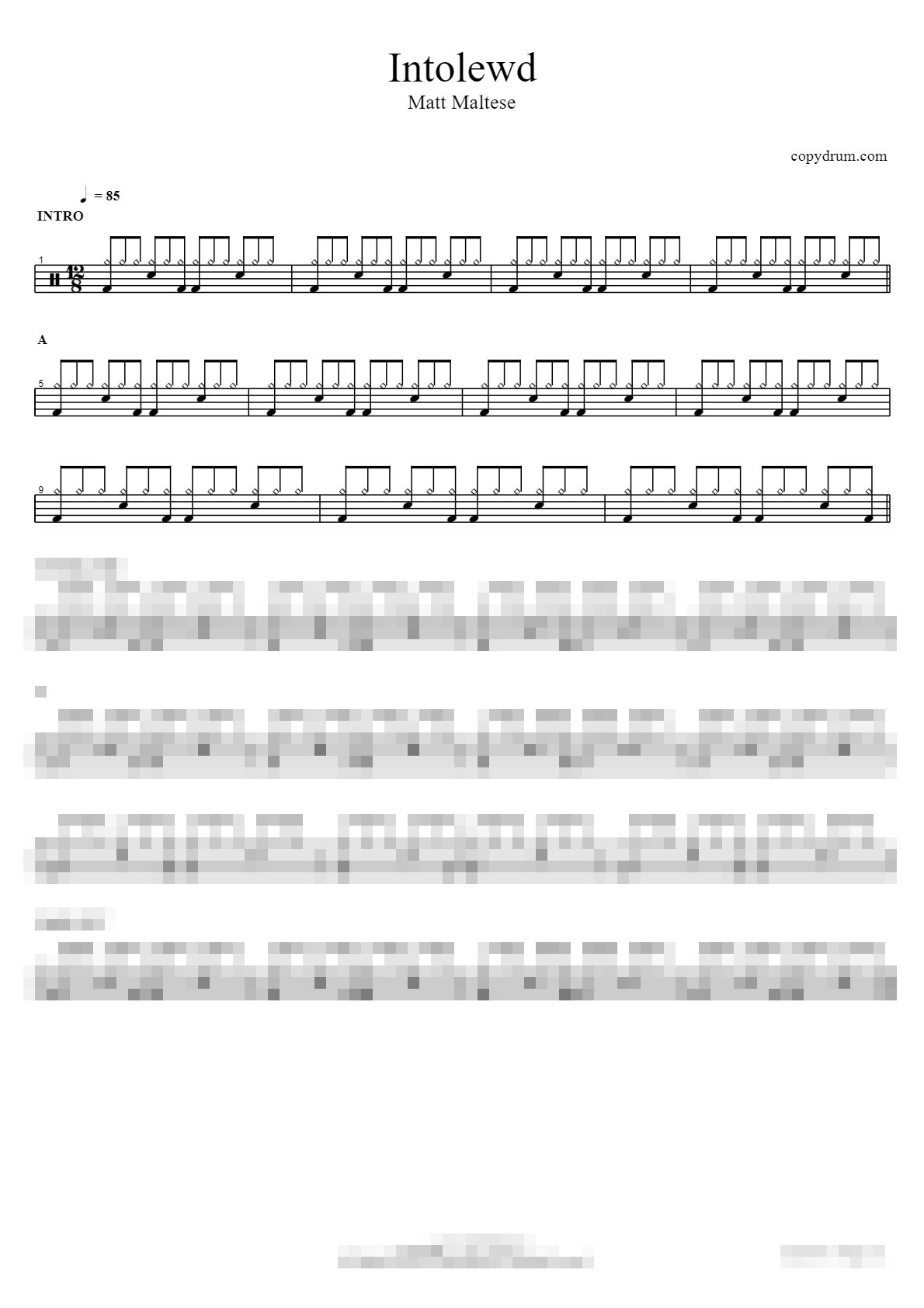 Intolewd Sheet Music Preview
