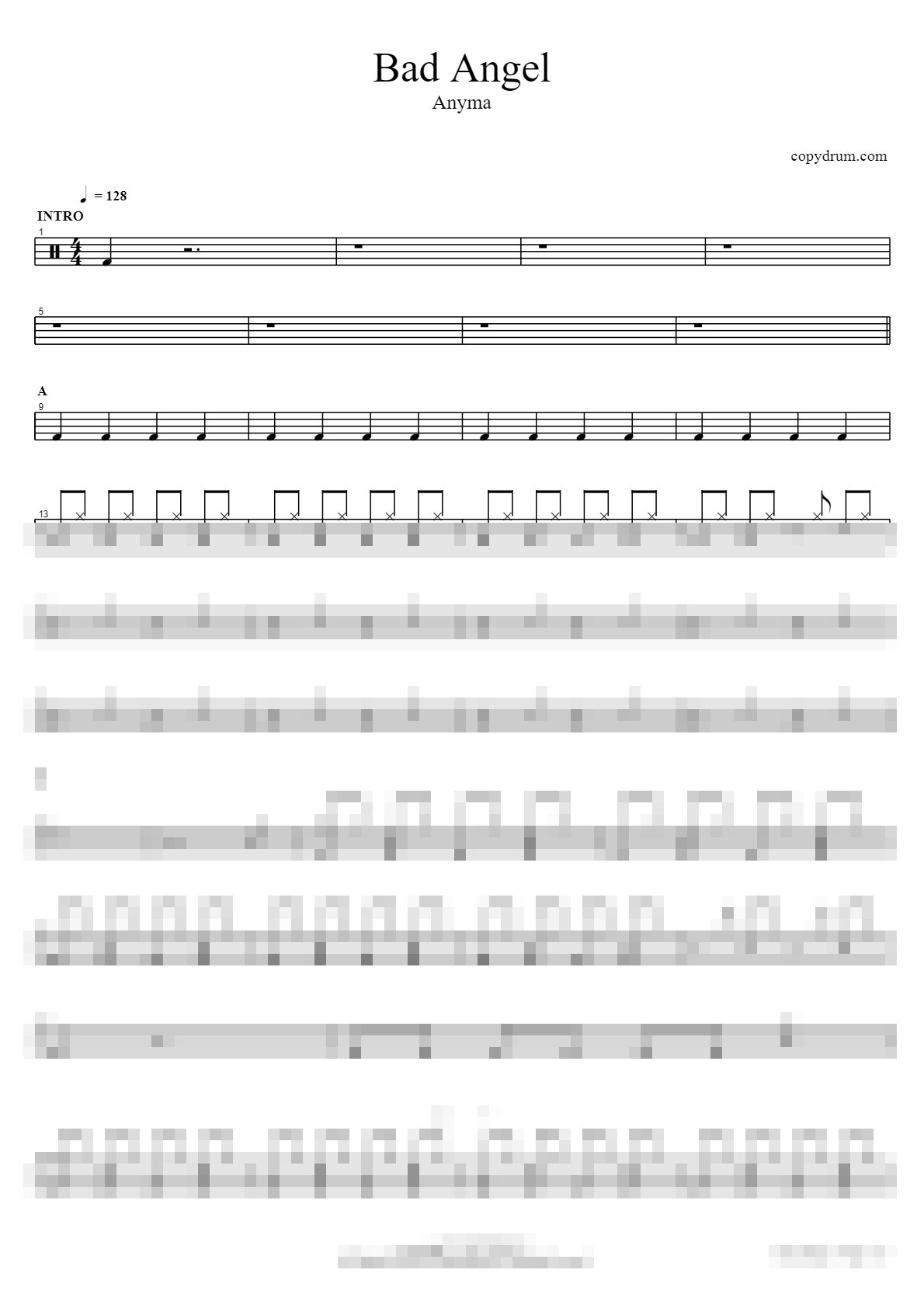 Bad Angel Sheet Music Preview