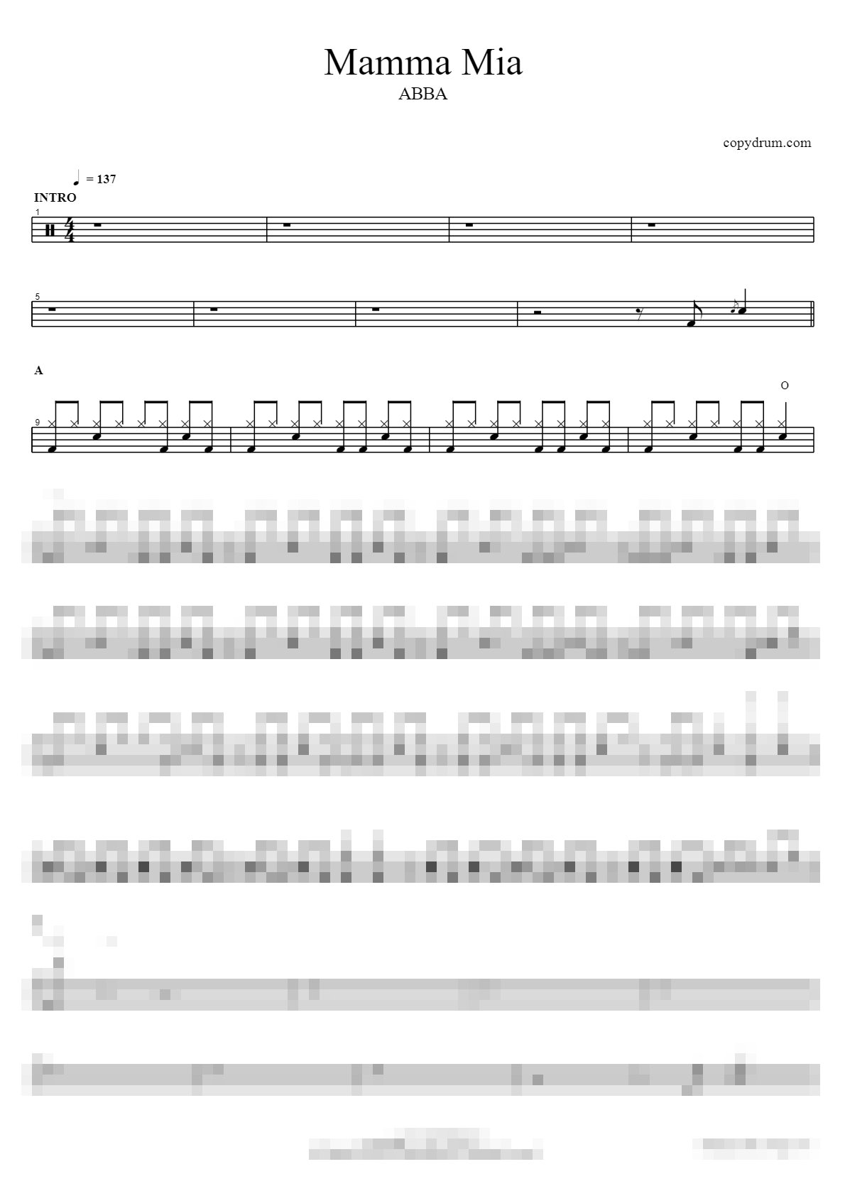 Mamma Mia Sheet Music Preview