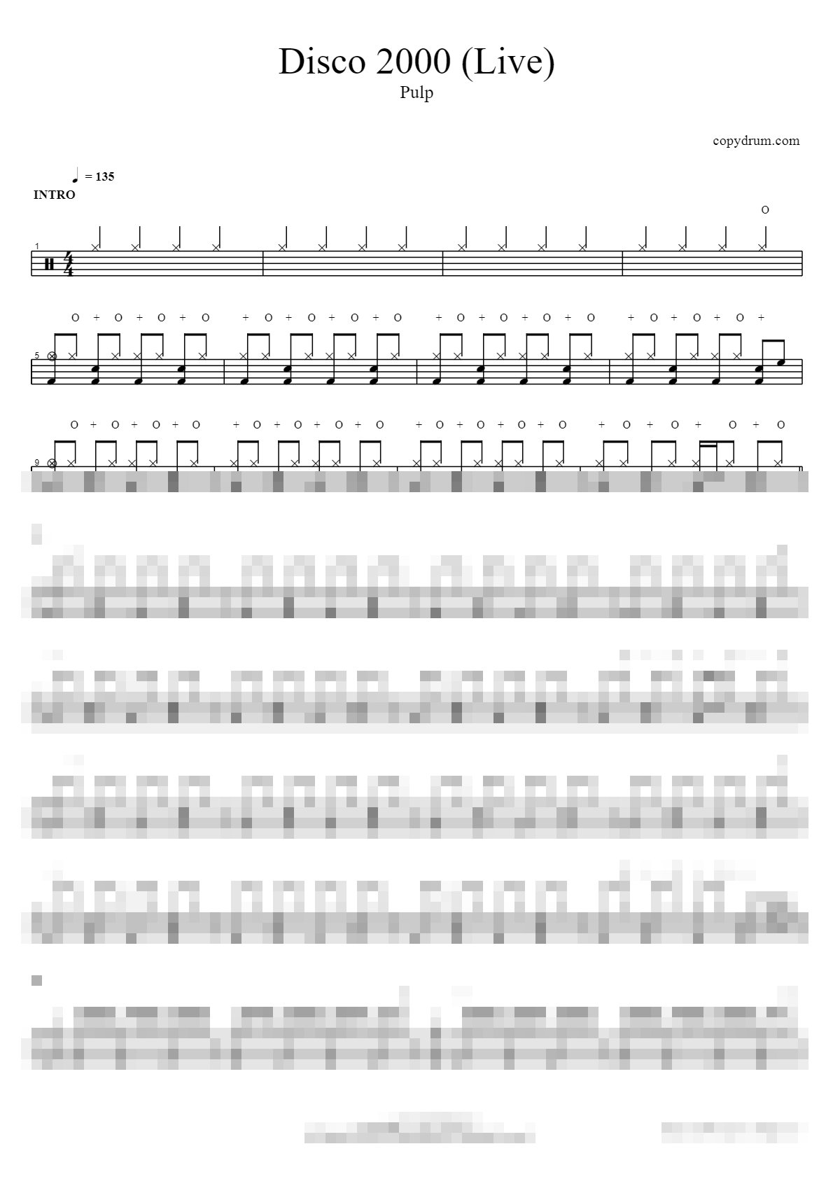 Disco 2000 (Live) Sheet Music Preview
