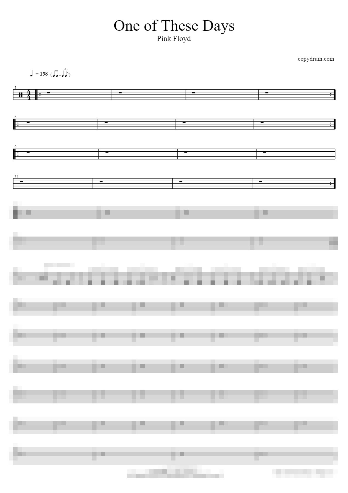 One of These Days Sheet Music Preview