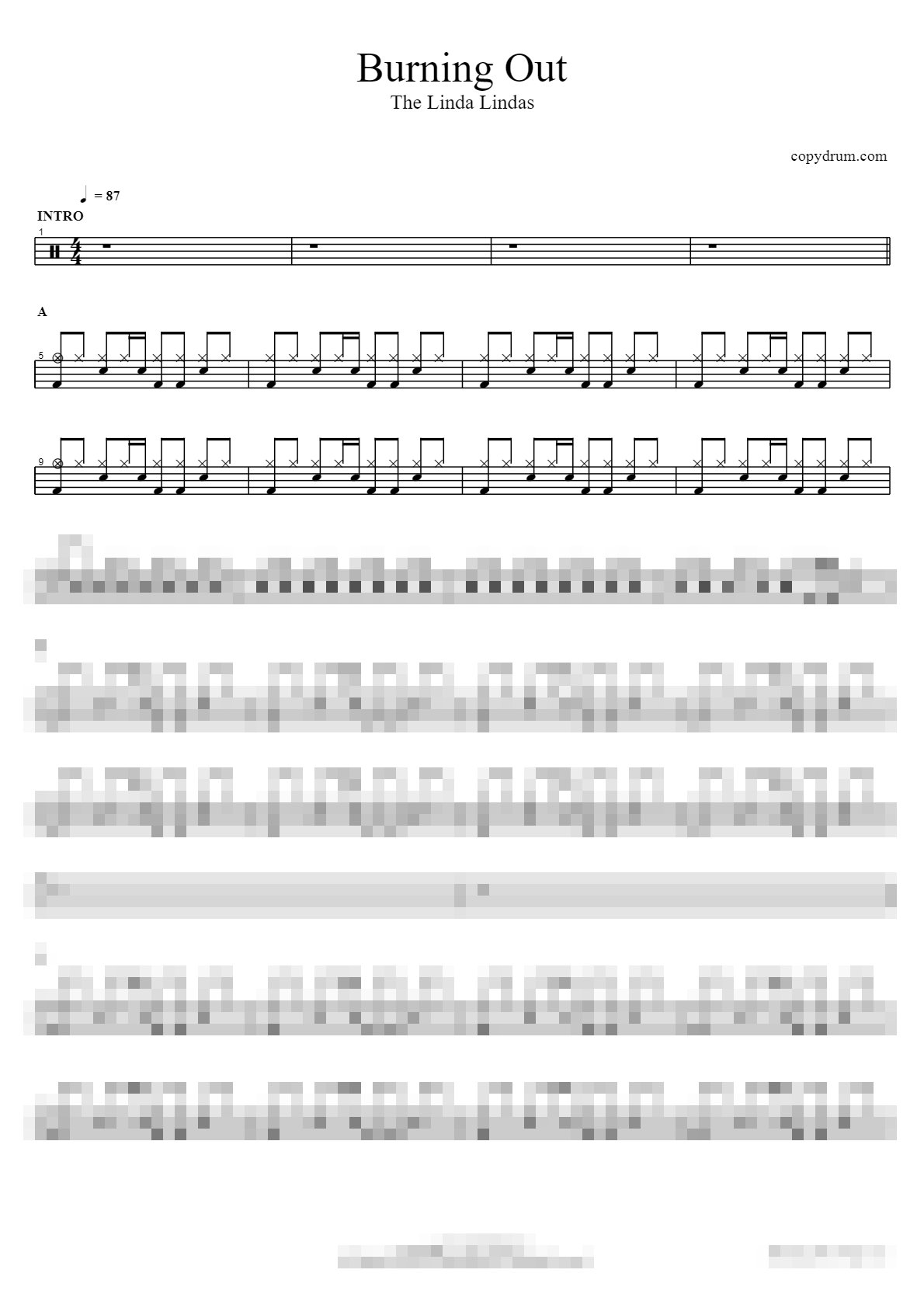 Burning Out Sheet Music Preview